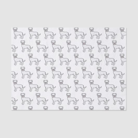 Papier Mousseline Boxe blanche mignonne Motif de dessin de chien (Recto)