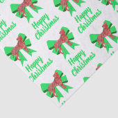 Papier Mousseline Boxe Chien de Noël & Bow Vert Blanc (Détail)