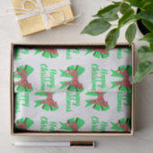 Papier Mousseline Boxe Chien de Noël & Bow Vert Blanc (Cadeau)