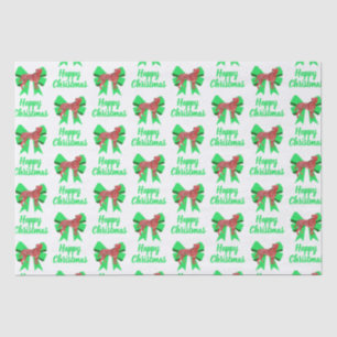 Papier Mousseline Boxe Chien de Noël & Bow Vert Blanc