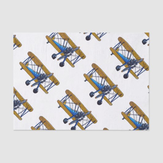 Papier Mousseline Boys birthday party with blue and yellow biplane (Recto)