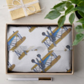 Papier Mousseline Boys birthday party with blue and yellow biplane (Cadeau)