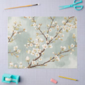 Papier Mousseline Branche botanique de fleur blanche délicate (Artisanat)