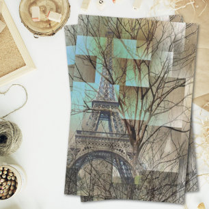 Papier Mousseline branche d'arbre d'automne Paris tour eiffel