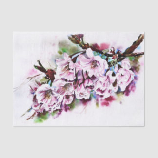 Papier Mousseline Branche de fleurs d'aquarelle pour le découpage