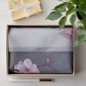 Papier Mousseline Branche de fleurs de cerisier rose Misty Silver Sk (Cadeau)