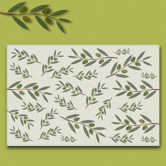 Papier Mousseline Branche d'olive aquarelle