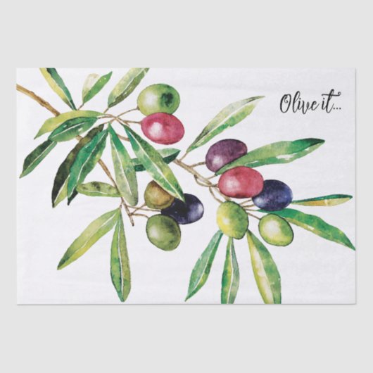 Papier Mousseline Branche d'olive aquarelle (Recto)