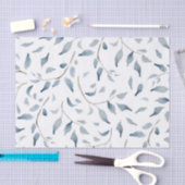 Papier Mousseline Branches d'aquarelle avec design Feuille bleu (Artisanat)