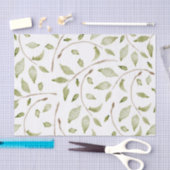 Papier Mousseline Branches d'aquarelle avec design Feuille vert (Artisanat)