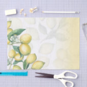 Papier Mousseline Branches de citron blanc et jaune rustique campagn (Artisanat)