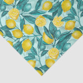 Papier Mousseline Branches de citron bleu et jaune (Détail)