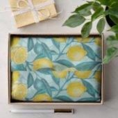 Papier Mousseline Branches de citron bleu et jaune (Cadeau)