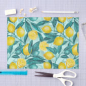 Papier Mousseline Branches de citron bleu et jaune (Artisanat)