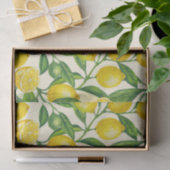 Papier Mousseline Branches de citron vert et jaune (Cadeau)