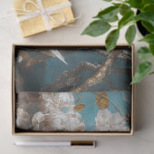 Papier Mousseline Branches de fleurs de cygne blanc gracieuses Décou (Cadeau)