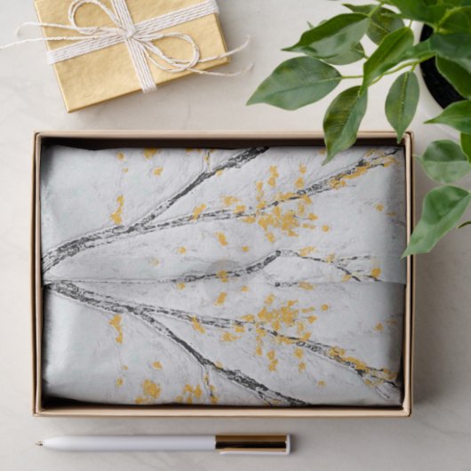 Papier Mousseline Branches de l'arbre d'automne avec feuilles de aut (Cadeau)