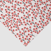 Papier Mousseline Branches de Noël peintes à la main Berries Rouge B (Détail)