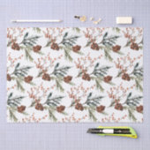 Papier Mousseline Branches de pins de Juniper Cones Berries Ilex (Artisanat)