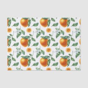 Papier Mousseline Branches de Tangerine, Feuilles et Fleurs