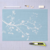 Papier Mousseline Branches d'oiseaux bleues et blanches (Artisanat)