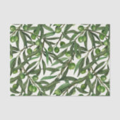 Papier Mousseline Branches d'olive sur blanc (Recto)
