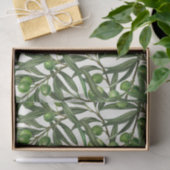 Papier Mousseline Branches d'olive sur blanc (Cadeau)