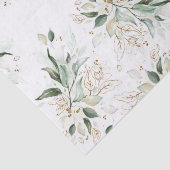 Papier Mousseline Branches élégantes de verdure dorée blanche (Détail)