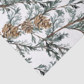 Papier Mousseline Branches et cônes d'arbre à genévrier bleu neige (Détail)