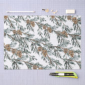 Papier Mousseline Branches et cônes d'arbre à genévrier bleu neige (Artisanat)