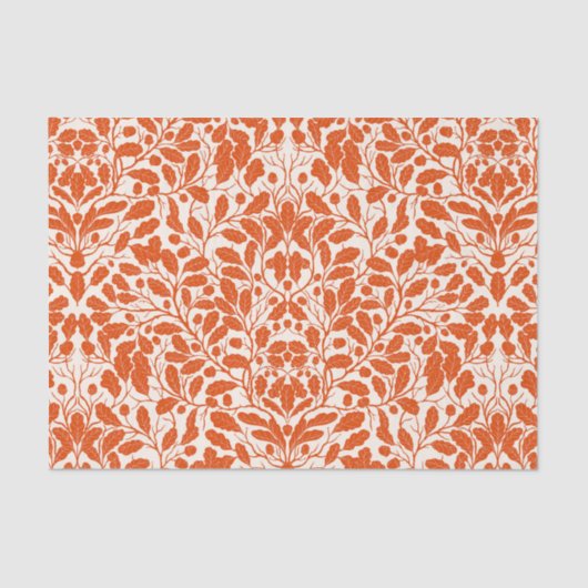 Papier Mousseline Branches et feuilles de chêne, motif damassé dans (Recto)
