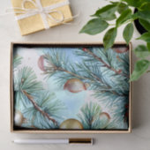 Papier Mousseline Branches et ornements de pin aquarelle de Noël (Cadeau)
