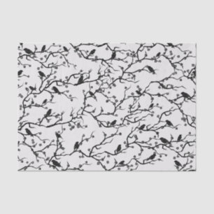Papier Mousseline Branches Oiseaux et Sakura Peinture japonaise
