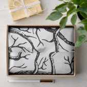 Papier Mousseline Branches rustiques Abstraites en noir et blanc (Cadeau)