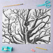 Papier Mousseline Branches rustiques Abstraites en noir et blanc (Artisanat)
