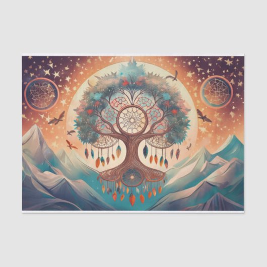 Papier Mousseline Breath of Everest, Dreamcatcher Tree of Life (Recto)