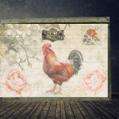 Papier Mousseline Brick Red Green Rooster Farmhouse Chic avec Rose