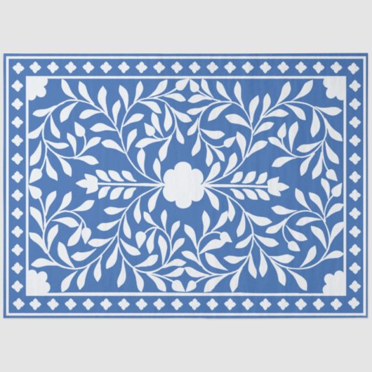 Papier Mousseline Bright Blue Traditional Bone Inlay Decoupage Paper (Recto)