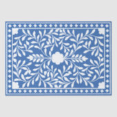 Papier Mousseline Bright Blue Traditional Bone Inlay Decoupage Paper (Recto)