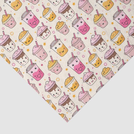 Papier Mousseline Bright Boba Tea Motif (Détail)