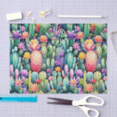 Papier Mousseline Bright Cactus Bloom Desert Motif botanique (Artisanat)