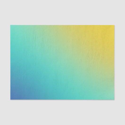 Papier Mousseline Bright Chic Aqua Blue Yellow Ombre Gradient (Recto)