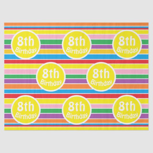 Papier Mousseline Bright Colorful Rainbow Striped Birthday Age (Recto)
