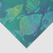Papier Mousseline Bright Green Fish and Shell Decoupage  (Détail)