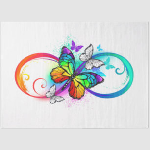 Papier Mousseline Bright infinity with rainbow butterfly