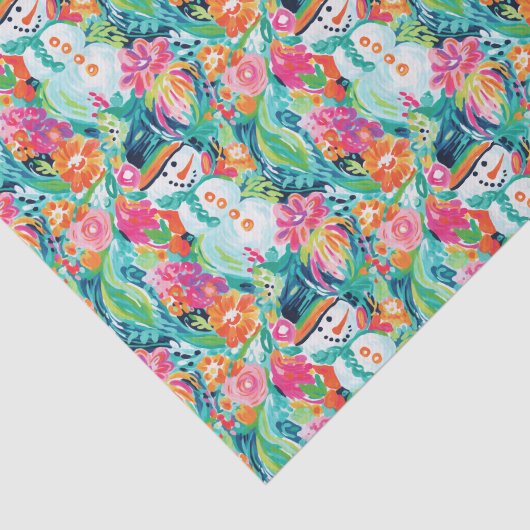 Papier Mousseline Bright Palm Beach Christmas Snowman (Détail)