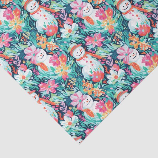 Papier Mousseline Bright Palm Beach Christmas Snowman (Détail)