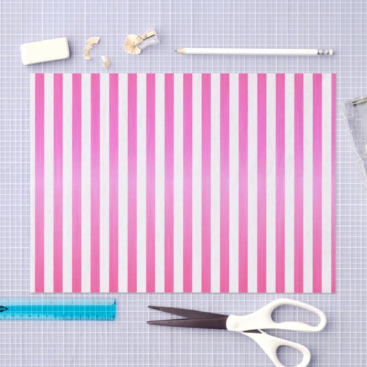 Papier Mousseline Bright Pink and White Strips (Artisanat)