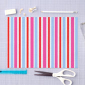 Papier Mousseline Bright Red and Blue Candy Stripes (Artisanat)