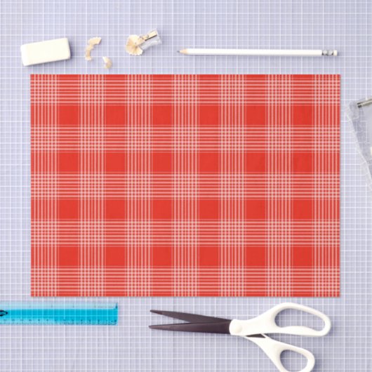 Papier Mousseline Bright Red Plaid Pattern (Artisanat)